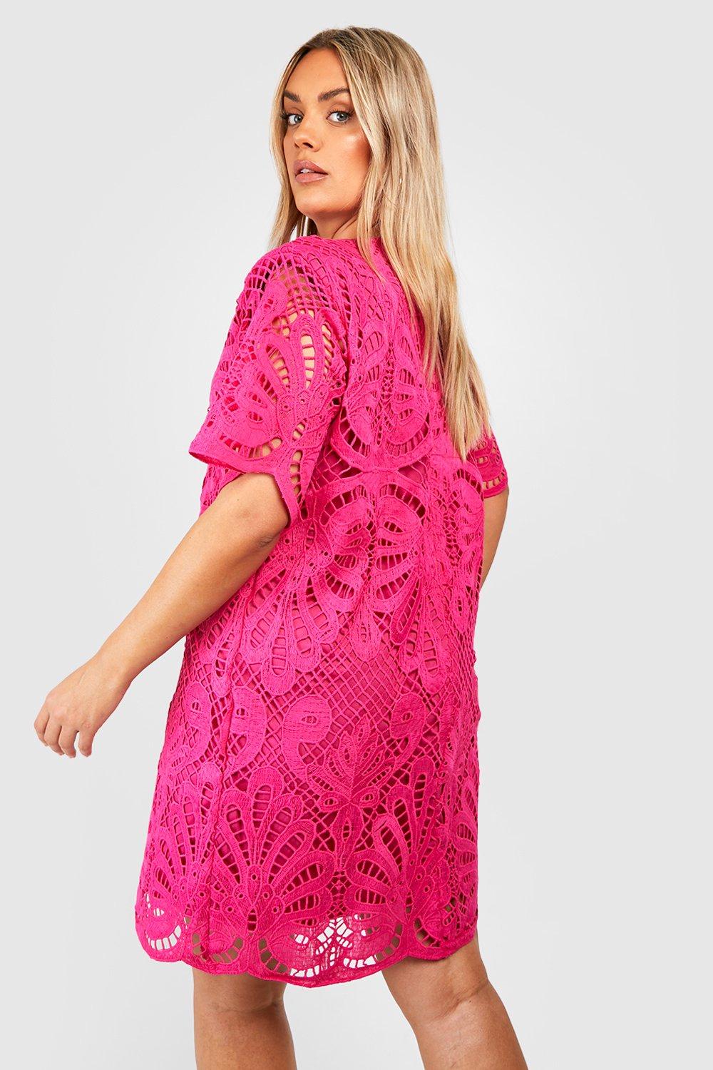 Boohoo pink hotsell lace dress